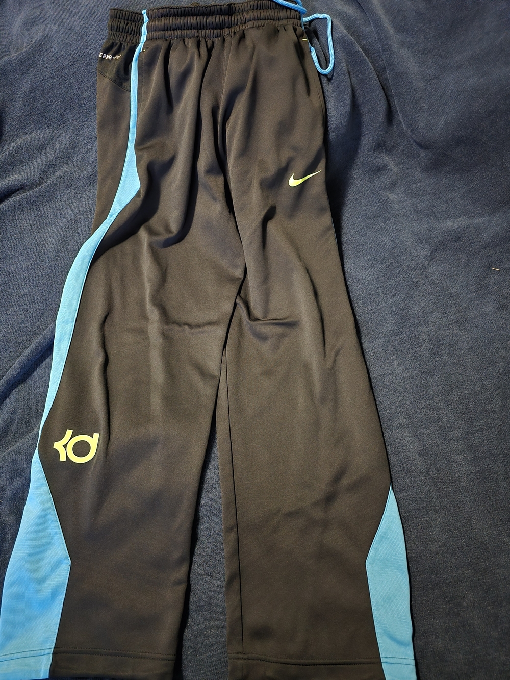 Nike KD Kevin Durant Therma-Fit Basketball Pants Youth Boys Large Black Blue 💖 - Picture 2 of 9